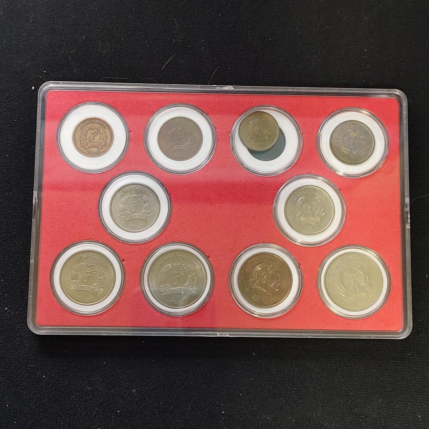 【全场包邮】纯粹捡漏拍482场（免费代拍第19场）-币封+套装+富兰克林（注意佣金） 【盒装套币】阿富汗1978-1980年民主共和国时期2版本10枚一盒