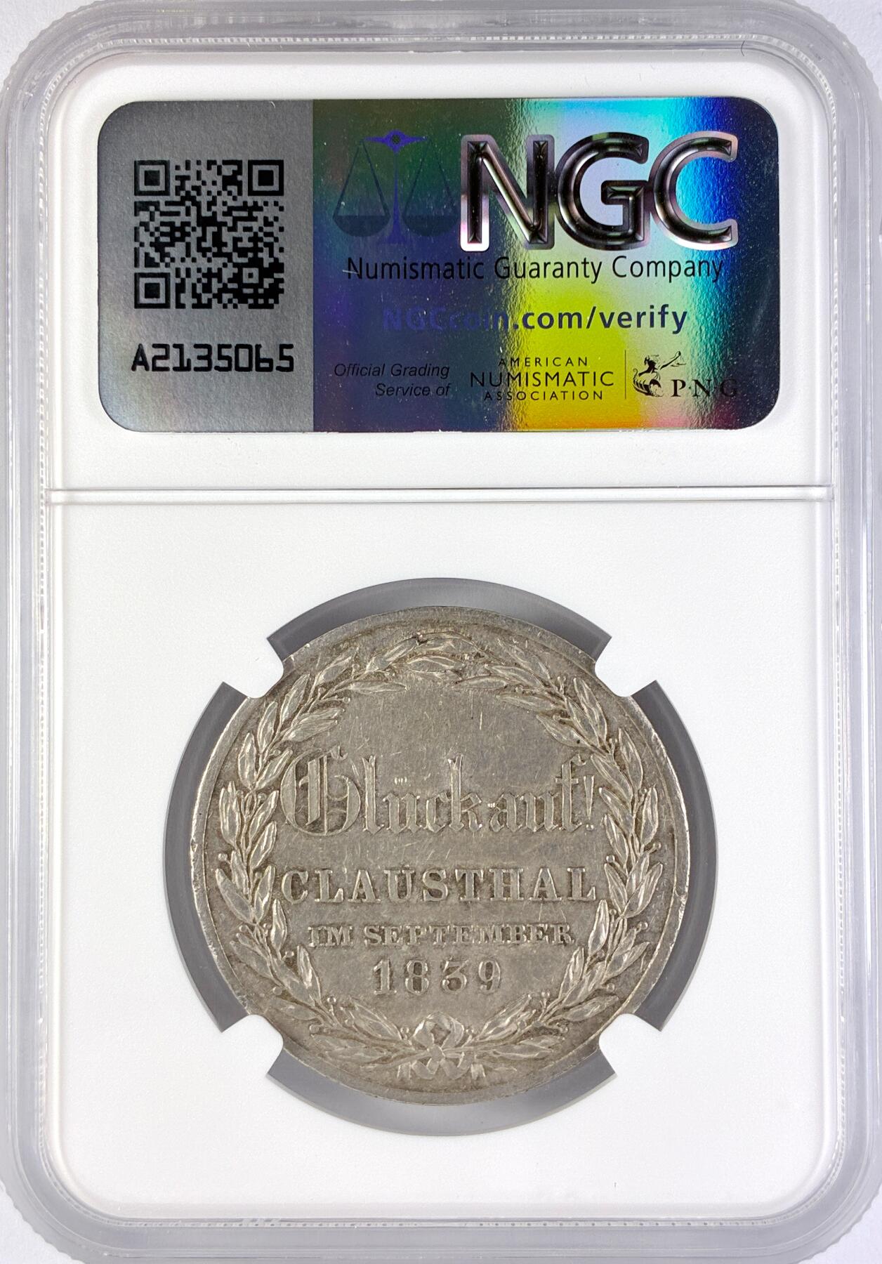 【雨安】【直播拍卖】【世界币章119期-评级币】2025-12-06 周六 19:30 保真 [评级德国] Germany 德国 德意志 1泰勒 Hannover汉诺威 Thun.158 KM#0184 (1839) 访问铸币厂 1839年  NGC-AU58