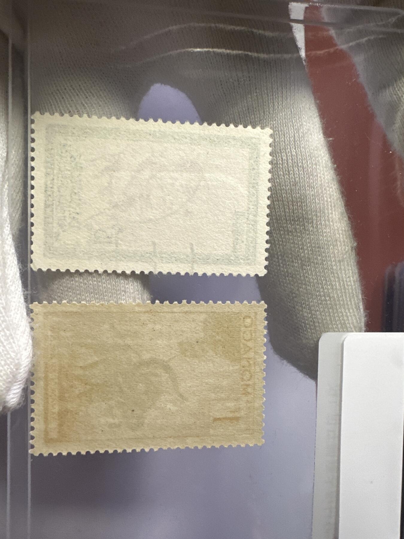 12.6邮票专场 摩纳哥1956年雕刻版凡尔纳小说气球上的星期五1枚+苏丹默罕默德五世1枚