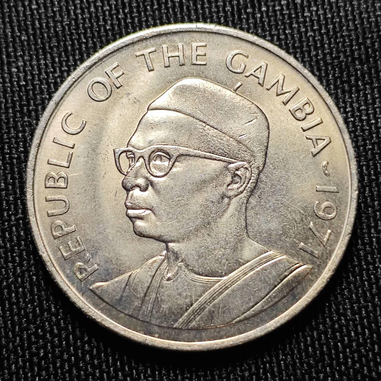 KK钱币收藏小铺 （套币 好品/批量散币 银币）专场  2月预留时间 周末发货   1971冈比亚1达拉西 独年! 少见好品！