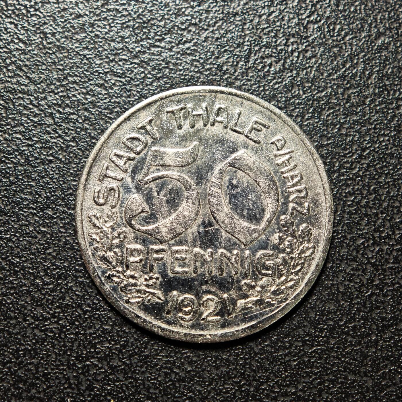 【德藏】世界币章拍卖第156期（拍品征集中~欢迎藏友联系） 1921年 德国德紧时期塔勒野人50芬尼锌镀镍币 罕见品种！直径约：25.4mm；重约：3.9g