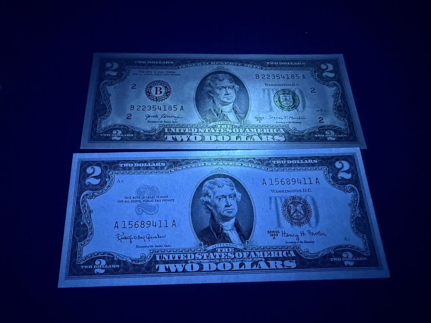 【炜奕收藏】，第五十二期 1963年&2017年美国2美元，UNC品相，包含AA冠