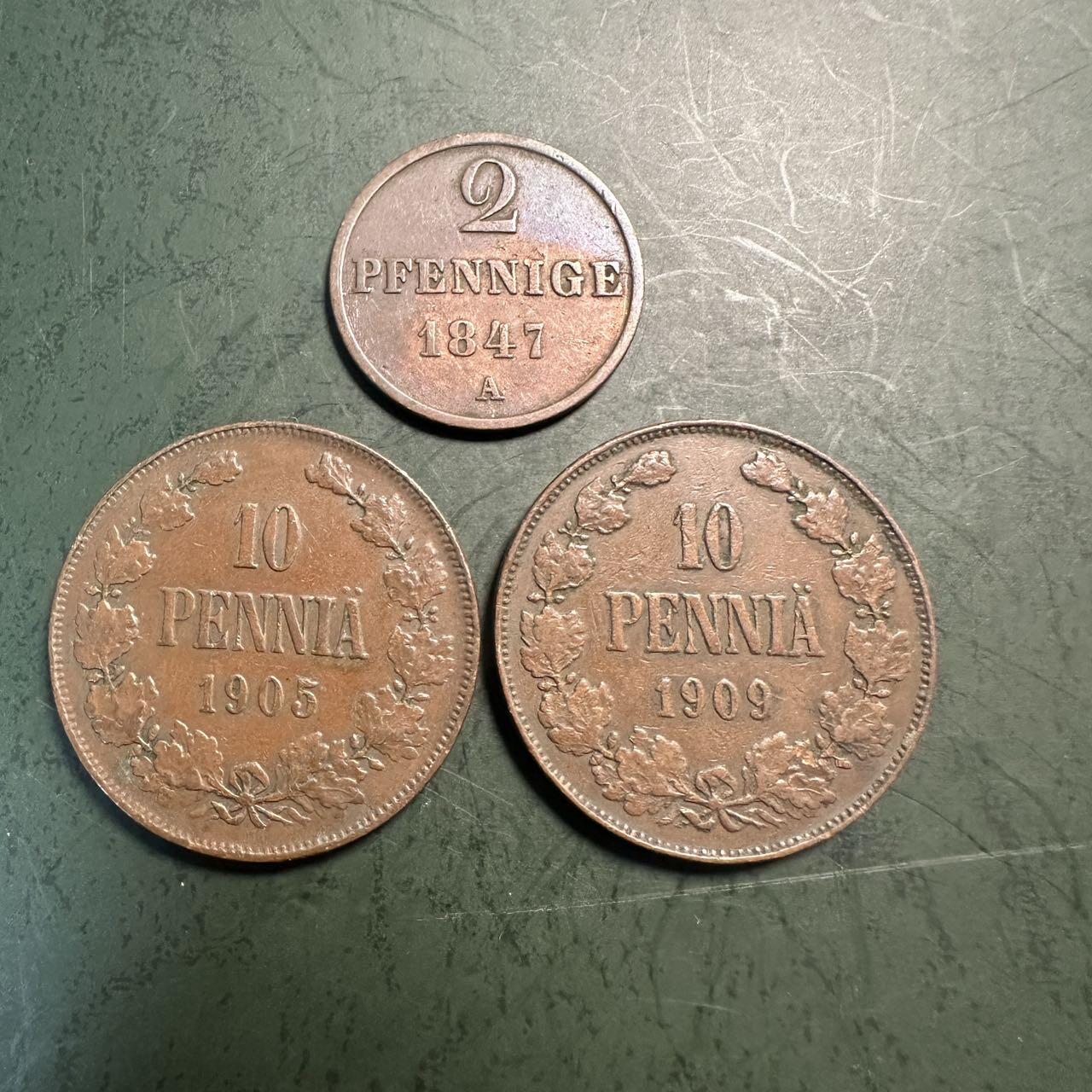 蒂克钱币-第49场 外国硬币散币场 俄属芬兰时期（1847-1909）老铜币 2芬尼和10芬尼