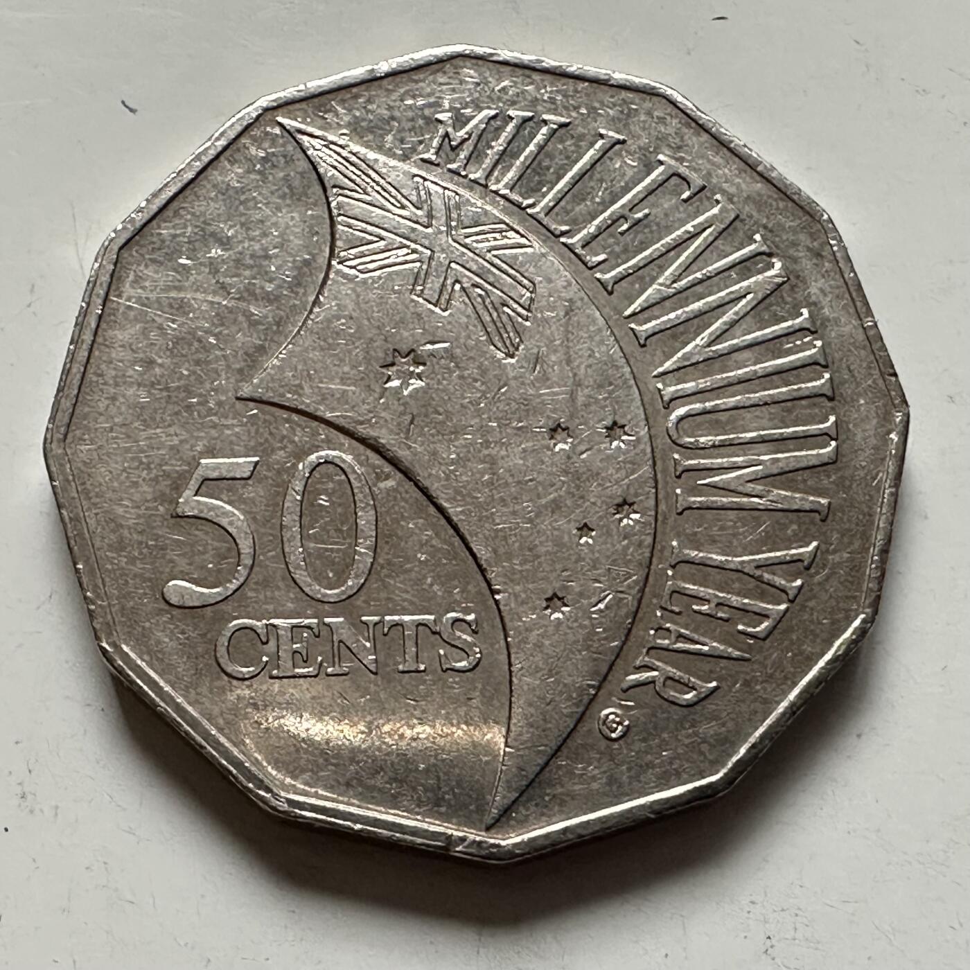 🌹外币初藏🌹🐯2025年第136场  每周二四六晚8️⃣点 接代拍 澳大利亚2000千禧年五十分纪念币 c