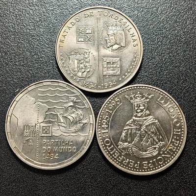 【德藏】世界币章拍卖第156期（拍品征集中~欢迎藏友联系） - 3枚一组 1994年 葡萄牙托儿德西里亚斯条约200埃斯库多纪念镍币、1994年 葡萄牙世界划分200埃斯库多纪念镍币、1995年 葡萄牙约翰二世200埃斯库多纪念镍币 直径约：36mm/枚；重约：20.9g/枚