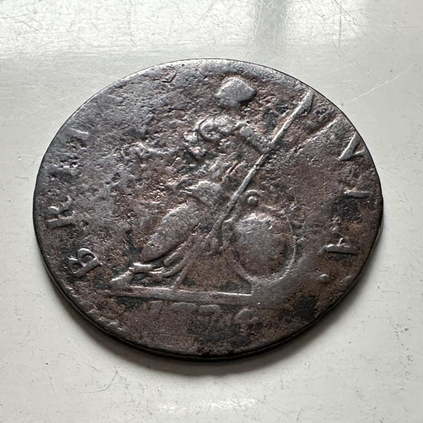 🌹外币初藏🌹🐯2025年第136场  每周二四六晚8️⃣点 接代拍 英国1774年乔治三世一法新铜币 21毫米