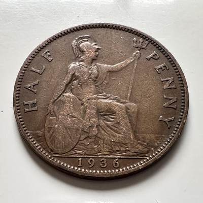 🌹外币初藏🌹🐯2025年第136场  每周二四六晚8️⃣点 接代拍 - 英国1936年1/2便士