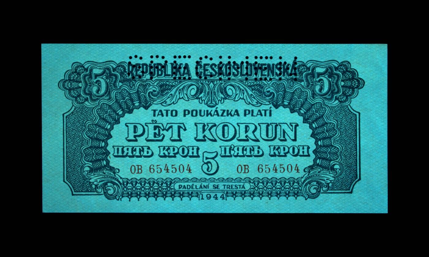 12.5纸币专场 Pick#46s 1944 5 Korun 63 EPQ