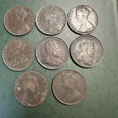 蒂克钱币-第49场 外国硬币散币场 - 英占香港各时期  香港一仙铜币8枚