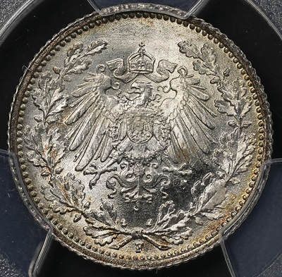 修遠堂世界钱币第九十六期 - PCGS MS67 1915年德国1/2马克银币 F厂铭