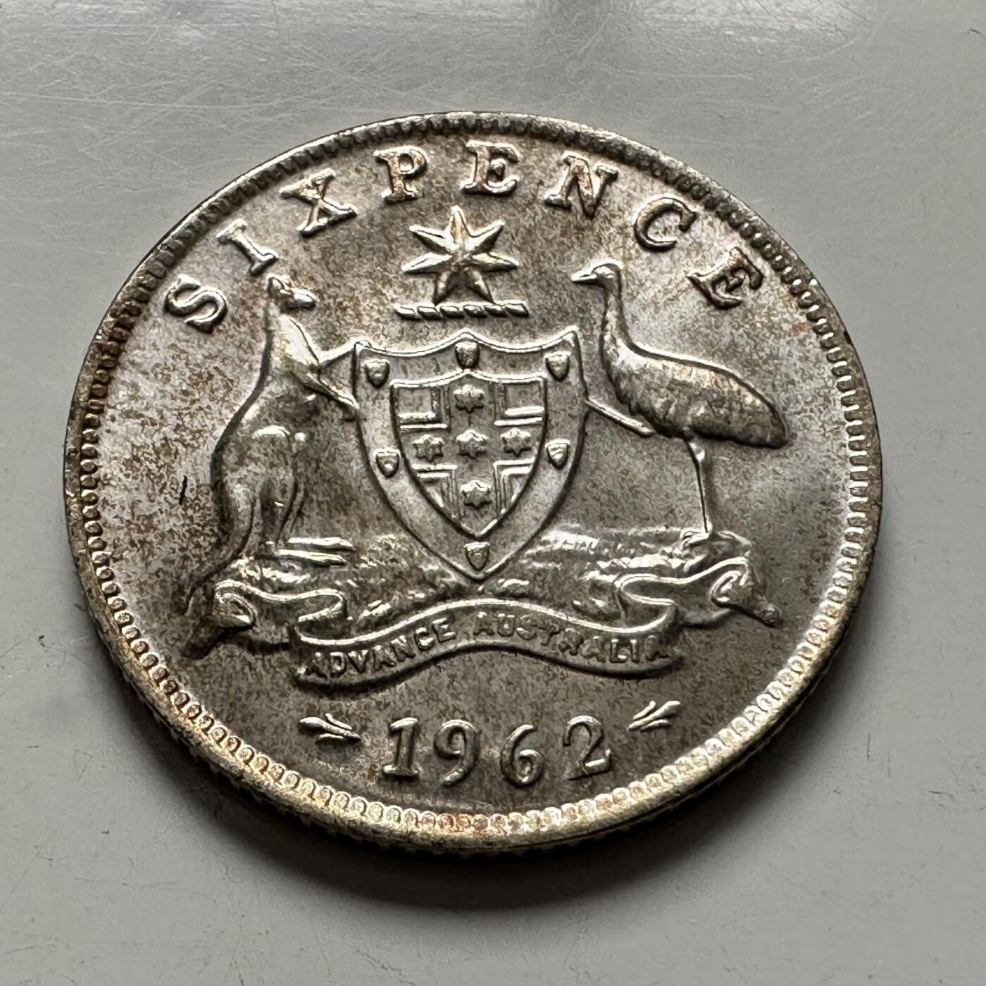 🌹外币初藏🌹🐯2025年第136场  每周二四六晚8️⃣点 接代拍 澳大利亚1962年6便士银币 原光好品