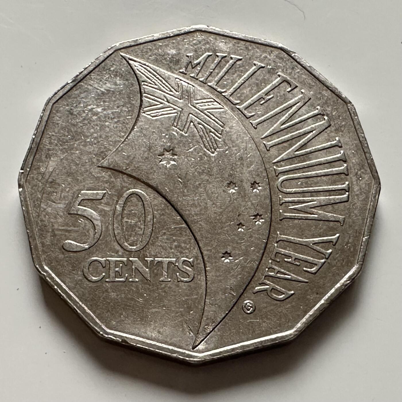 🌹外币初藏🌹🐯2025年第136场  每周二四六晚8️⃣点 接代拍 澳大利亚2000千禧年五十分纪念币 e