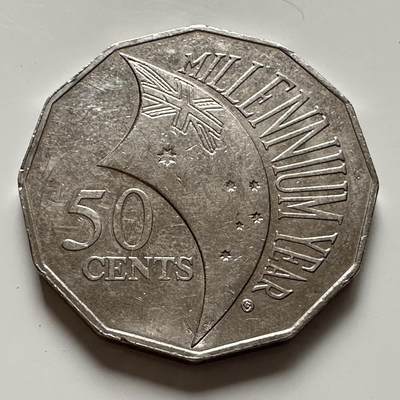 🌹外币初藏🌹🐯2025年第136场  每周二四六晚8️⃣点 接代拍 - 澳大利亚2000千禧年五十分纪念币 e