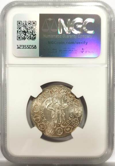 博洋堂世界钱币拍卖第150期（全场包邮） NGC MS65 奥地利1642（1963）后制2D银币