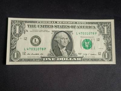 【游宝拍卖】乙巳蛇年91期 第四季首拍场  - 美国-1美元【SERIES-2009 L12旧金山 全新UNC-】