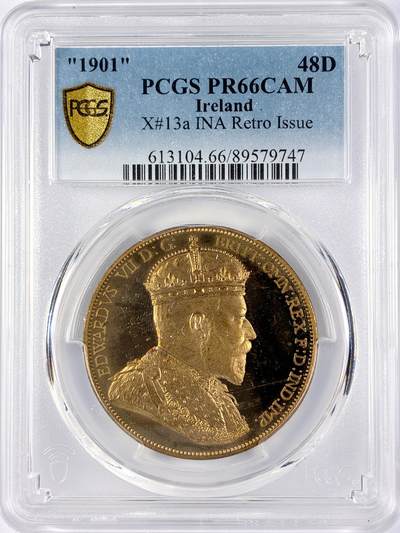 【雨安】【直播拍卖】【世界币章119期-评级币】2025-12-06 周六 19:30 保真 - [评级欧洲] Ireland 爱尔兰 48D 1901年 爱德华七世 X#13a PCGS-PR66CAM