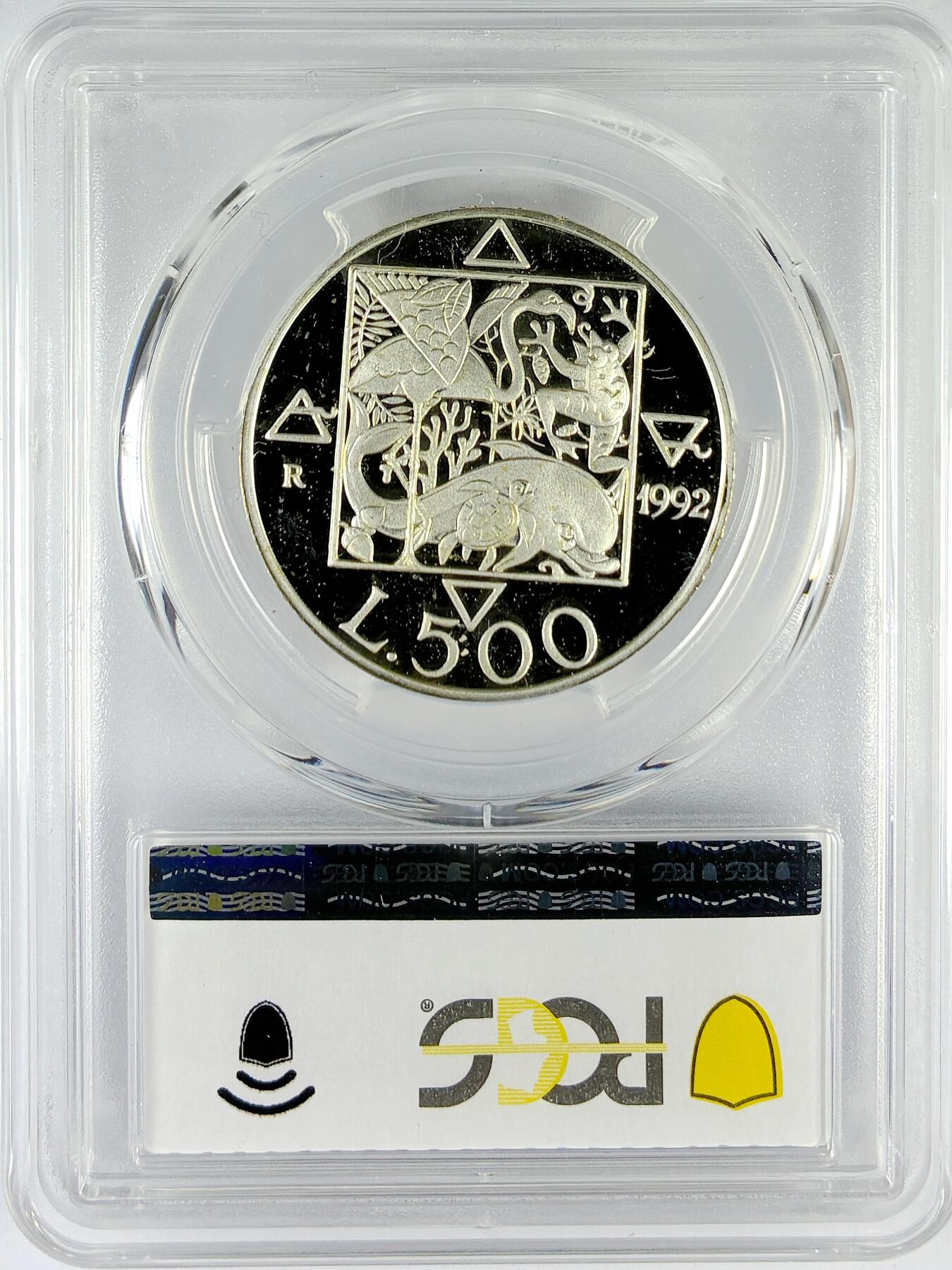 【雨安】【直播拍卖】【世界币章119期-评级币】2025-12-06 周六 19:30 保真 [评级现代] Italy 意大利 500里拉 1992年 动物和植物 PCGS-PR69DCAM