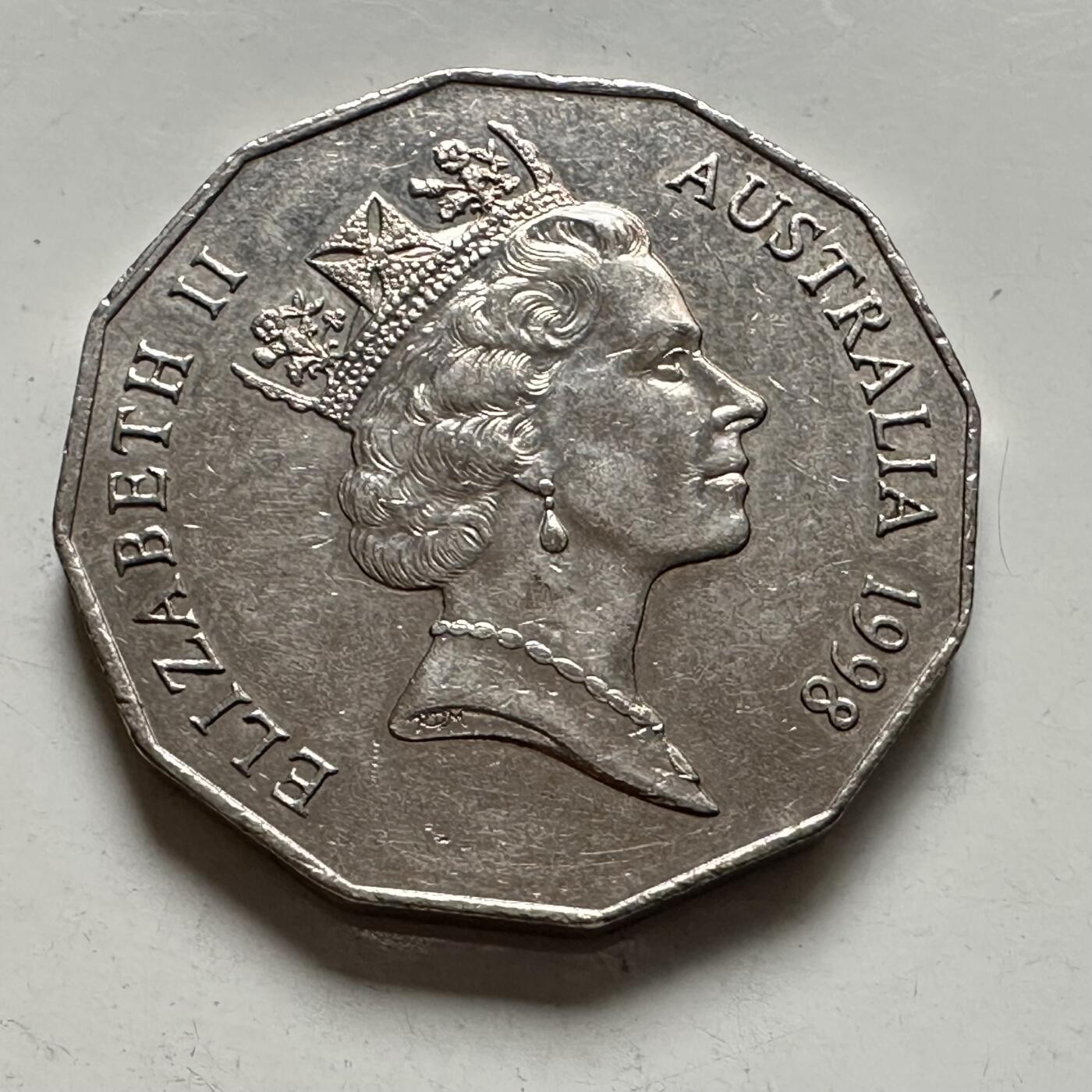 🌹外币初藏🌹🐯2025年第136场  每周二四六晚8️⃣点 接代拍 澳大利亚1998年五十分纪念币 c