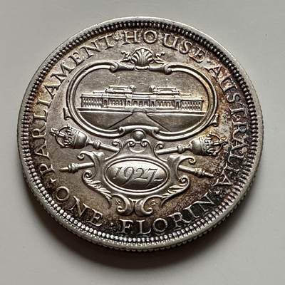 🌹外币初藏🌹🐯2025年第136场  每周二四六晚8️⃣点 接代拍 - 澳大利亚1927年一弗洛林纪念银币 11.3克 92.5高银 五彩好品