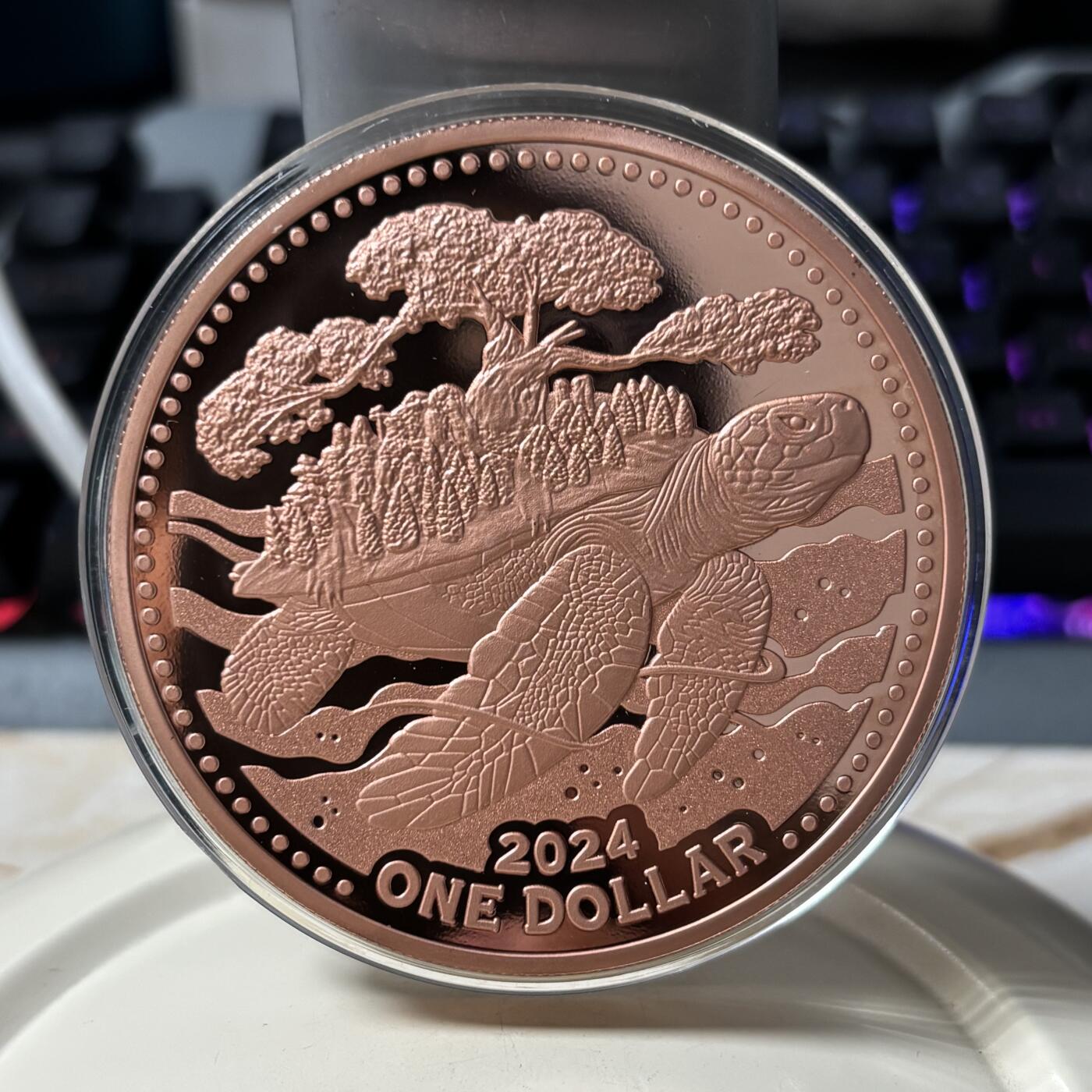 第184期拍卖 美国2024年印第安部落海龟5盎司纪念铜币带证书