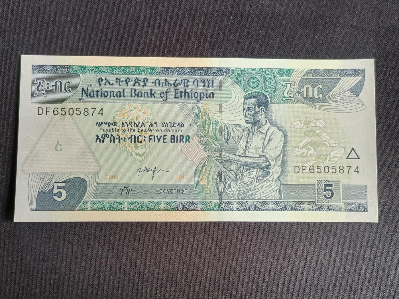 【游宝拍卖】乙巳蛇年91期 第四季首拍场  埃塞俄比亚-5比尔【2017年 全新UNC】