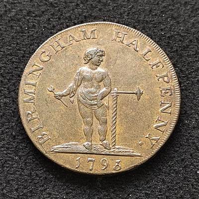 【全场包邮】纯粹捡漏拍484场（免费代拍第21场） - 【代币】英国伯明翰1793年1/2便士铜币 UNC