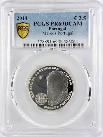 【雨安】【直播拍卖】【世界币章119期-评级币】2025-12-06 周六 19:30 保真 - [评级欧元] Portugal 欧元 葡萄牙 2.5欧元 2014年 古典作曲家马科斯 PCGS-PR69DCAM
