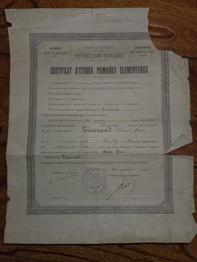 凯旋世界勋赏（第20期）（欢迎送拍）（对拍品有疑问请询问客服，不接受到手刀，出价默认拍品品相。请认真阅读拍卖规则！出价默认已认可！）（收到货请录制开箱视频，无视频概不处理问题。） - 19世纪末的初等教育毕业证书