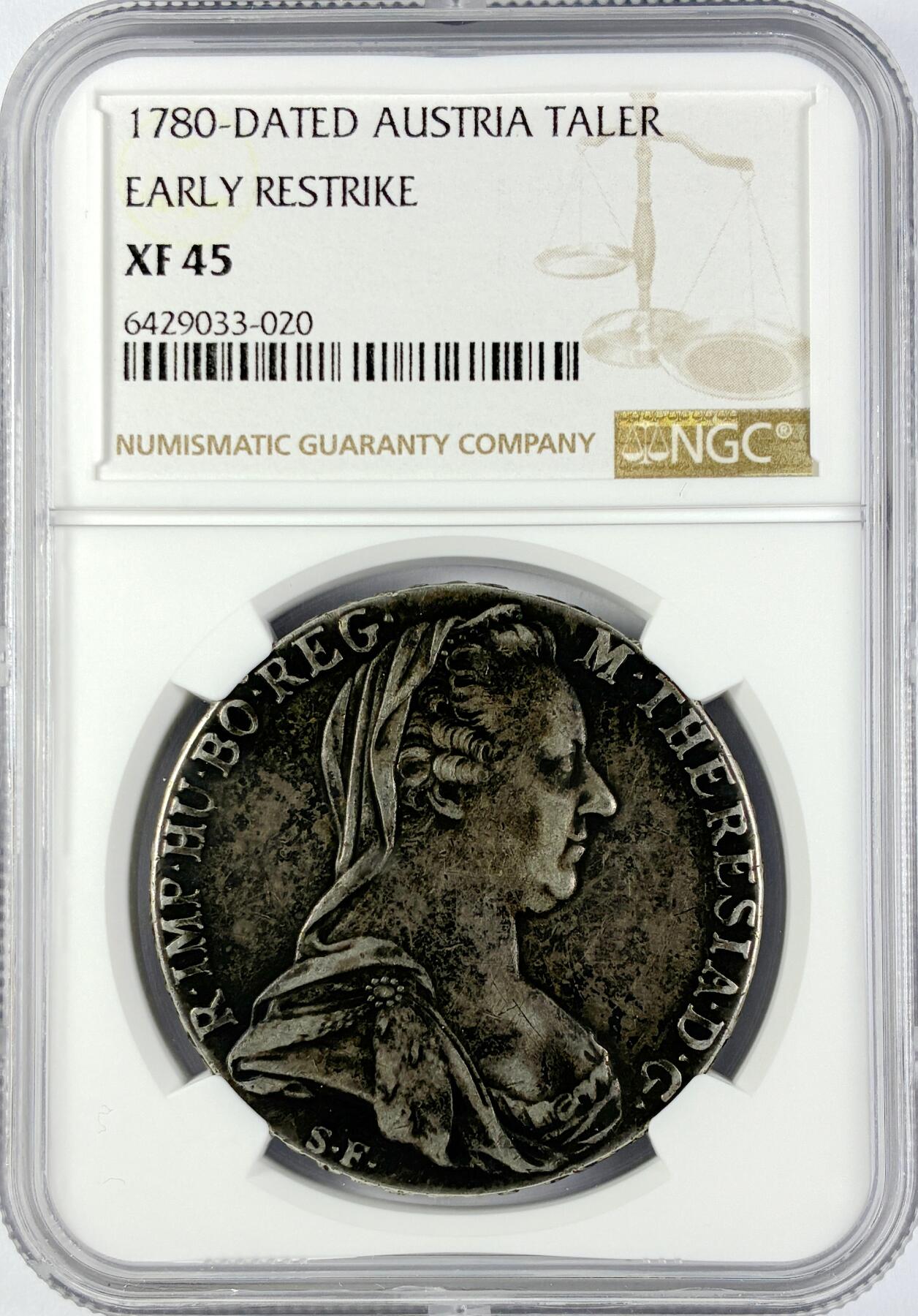 【雨安】【直播拍卖】【世界币章119期-评级币】2025-12-06 周六 19:30 保真 [评级欧洲] Austria 奥地利 1泰勒 大奶妈 二毛版 early restrike  NGC-XF45