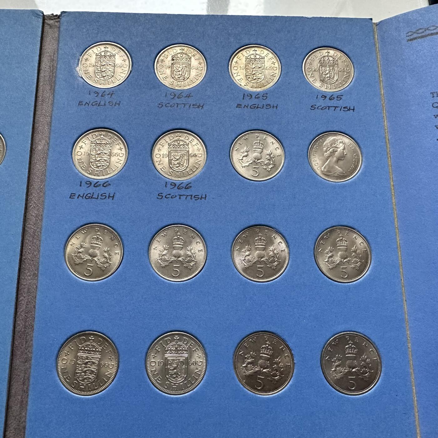 🌹外币初藏🌹🐯2025年第136场  每周二四六晚8️⃣点 接代拍 英国1953-1966年伊丽莎白1先令定位册 全版本年份 大多数原光币 共40枚