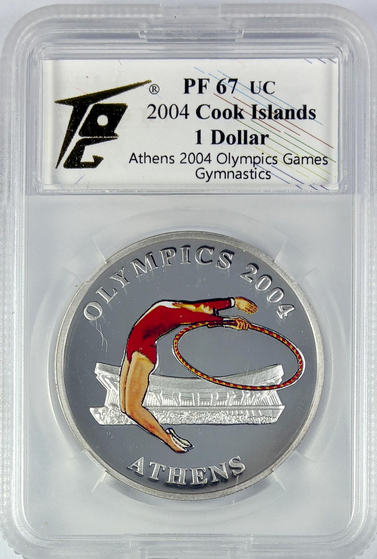 【雨安】【直播拍卖】【世界币章119期-评级币】2025-12-06 周六 19:30 保真 [评级现代] Cook Island 库克群岛 1元 2004年 奥运会 体操 TQG-PF67UC