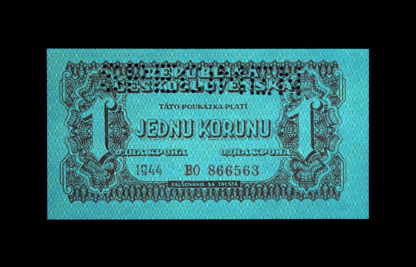 12.5纸币专场 Pick#45s 1944 1 Koruna 64 EPQ