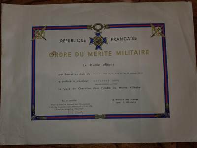 凯旋世界勋赏（第20期）（欢迎送拍）（对拍品有疑问请询问客服，不接受到手刀，出价默认拍品品相。请认真阅读拍卖规则！出价默认已认可！）（收到货请录制开箱视频，无视频概不处理问题。） - 二等技师（准尉）Noüinet（姓名）  - 授予勋章：法国军事功绩勋章（Ordre du Mérite Militaire）骑士勋位