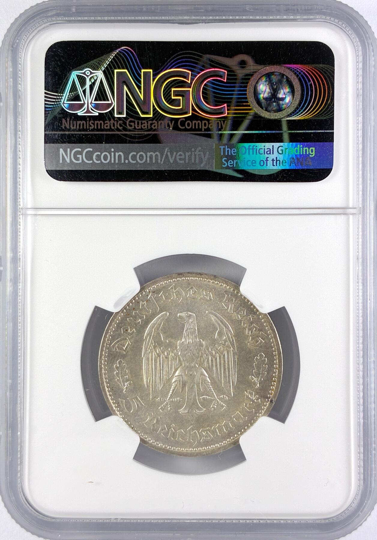 【雨安】【直播拍卖】【世界币章119期-评级币】2025-12-06 周六 19:30 保真 [评级德国] Germany 德国 第三帝国 5马克 KM#0085 (1934) 席勒 1934年  NGC-MS63