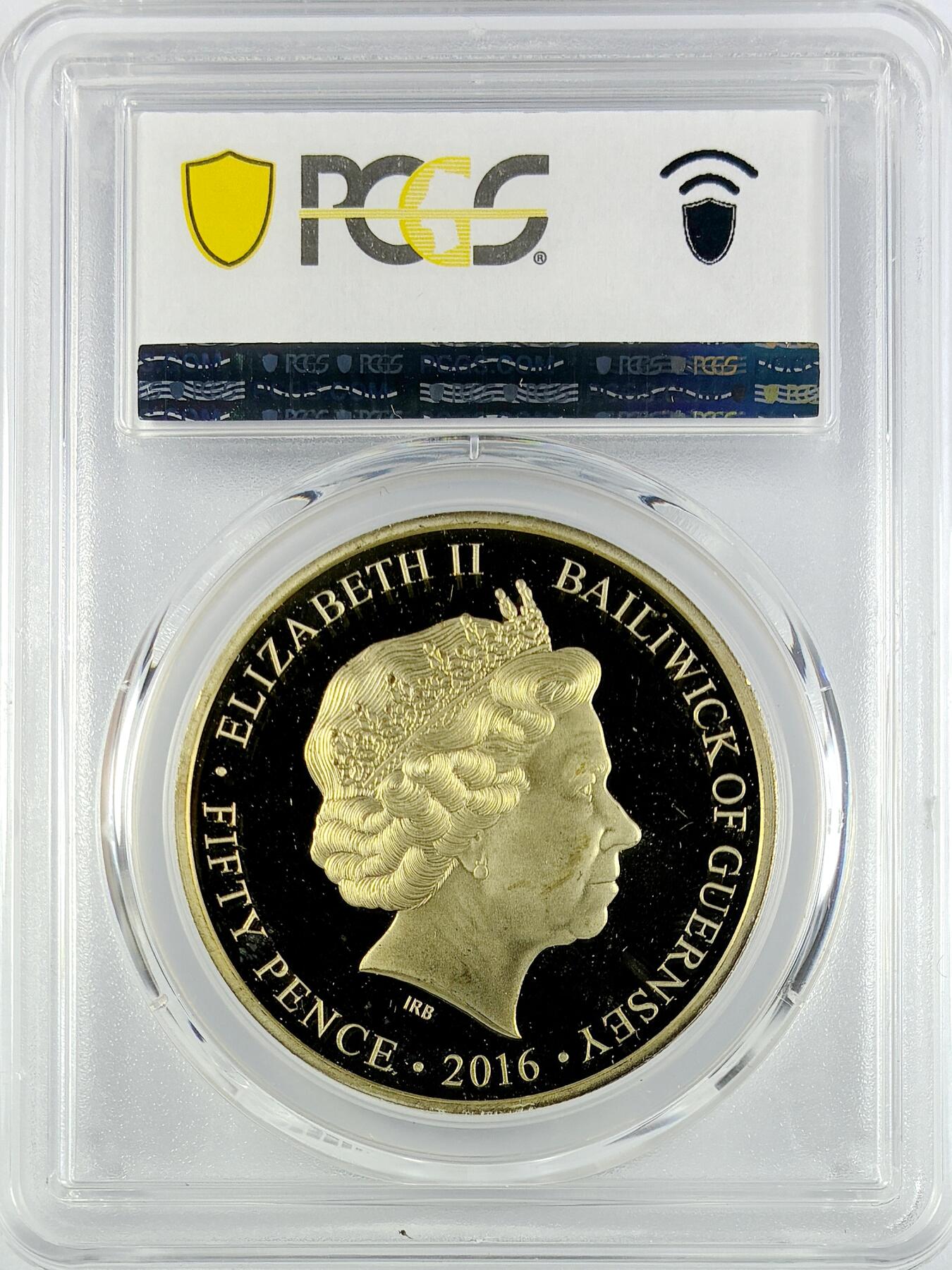 【雨安】【直播拍卖】【世界币章119期-评级币】2025-12-06 周六 19:30 保真 [评级现代] Guernsey 根西 50便士 2016年 伊丽莎白二世90岁生日 PCGS-PR67DCAM