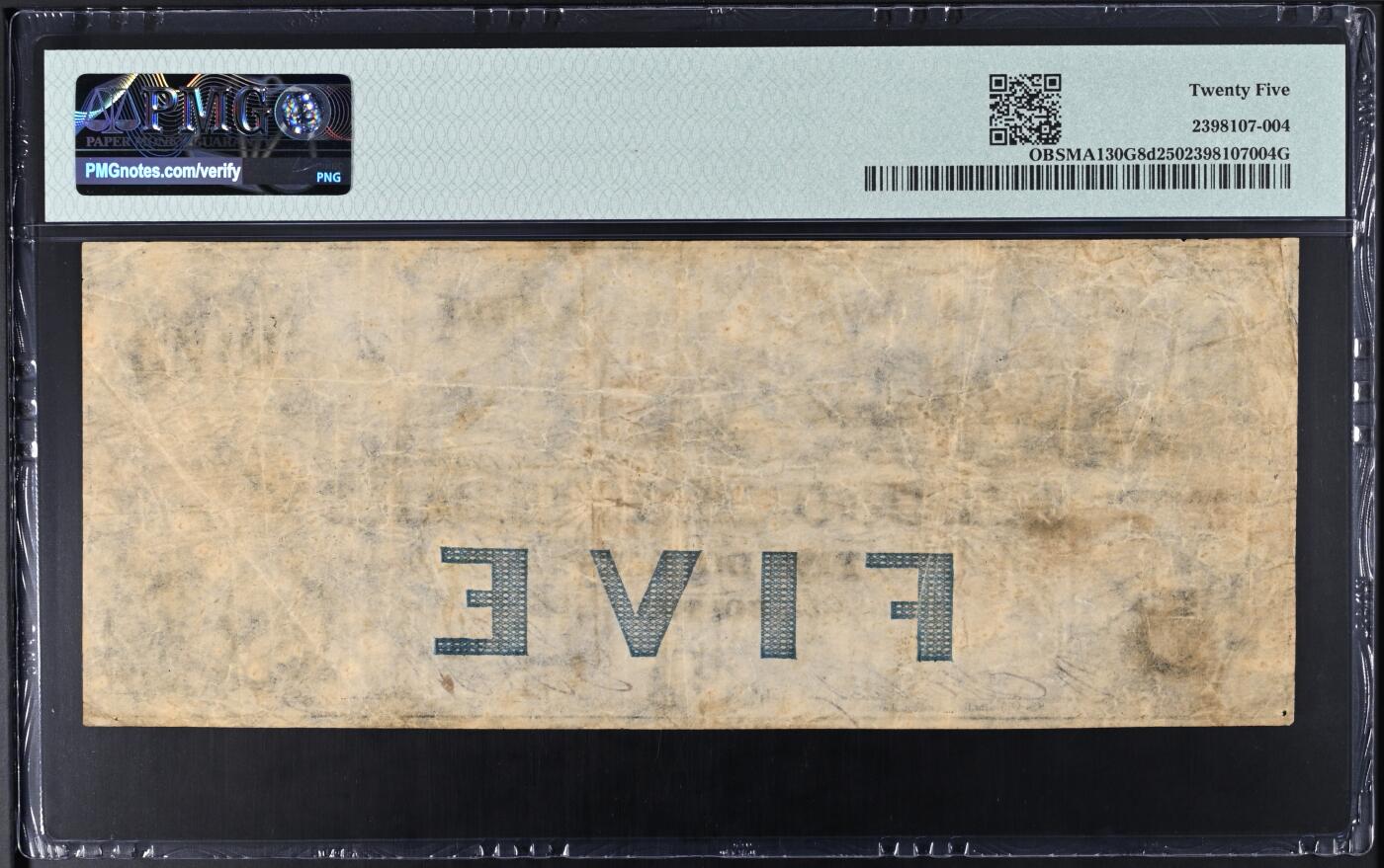 12.5纸币专场 19世纪50年代美国马萨诸塞州5美元