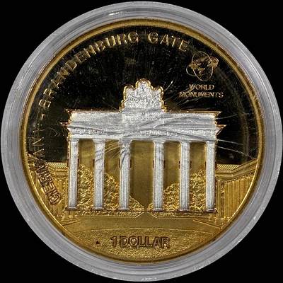 【雨安】【直播拍卖】【世界币章118期-裸币】2025-12-05 周五 19:30 保真 - [现代裸币] Cook Island 库克群岛 1元 2009年 德国勃兰登堡门 塑料盒子有破损