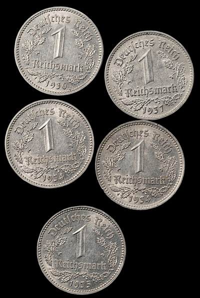 修遠堂世界钱币第九十六期 - 原光德三1马克5枚