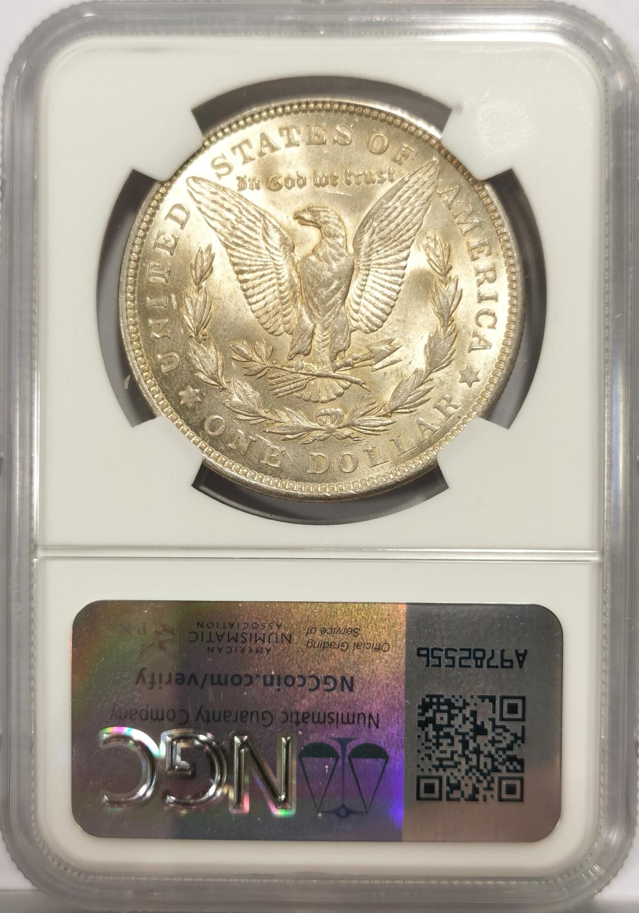 博洋堂世界钱币拍卖第150期（全场包邮） NGC MS64 美国1921年摩根银币，双面淡黄油包浆，车轮光，BU好品。