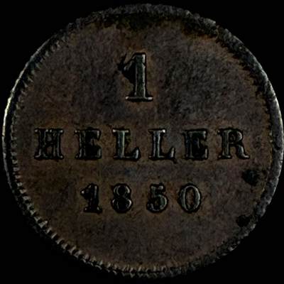 【雨安】【直播拍卖】【世界币章118期-裸币】2025-12-05 周五 19:30 保真 - [裸币德国] Germany 德国 德意志 巴伐利亚 1赫勒 1850年