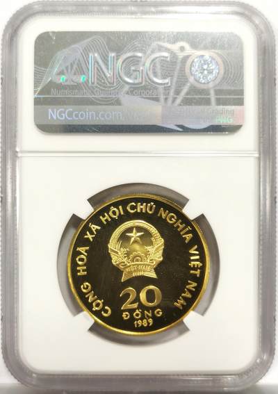博洋堂世界钱币拍卖第150期（全场包邮） NGC PF69UC 亚军分！1989年越南胡志明20Dong黄铜精制币 ，厚实精美， 仅一枚更高70分去年以1560美金成交，胡志明诞辰百年之际由圣彼得堡造币厂代铸，越南现代币名誉品