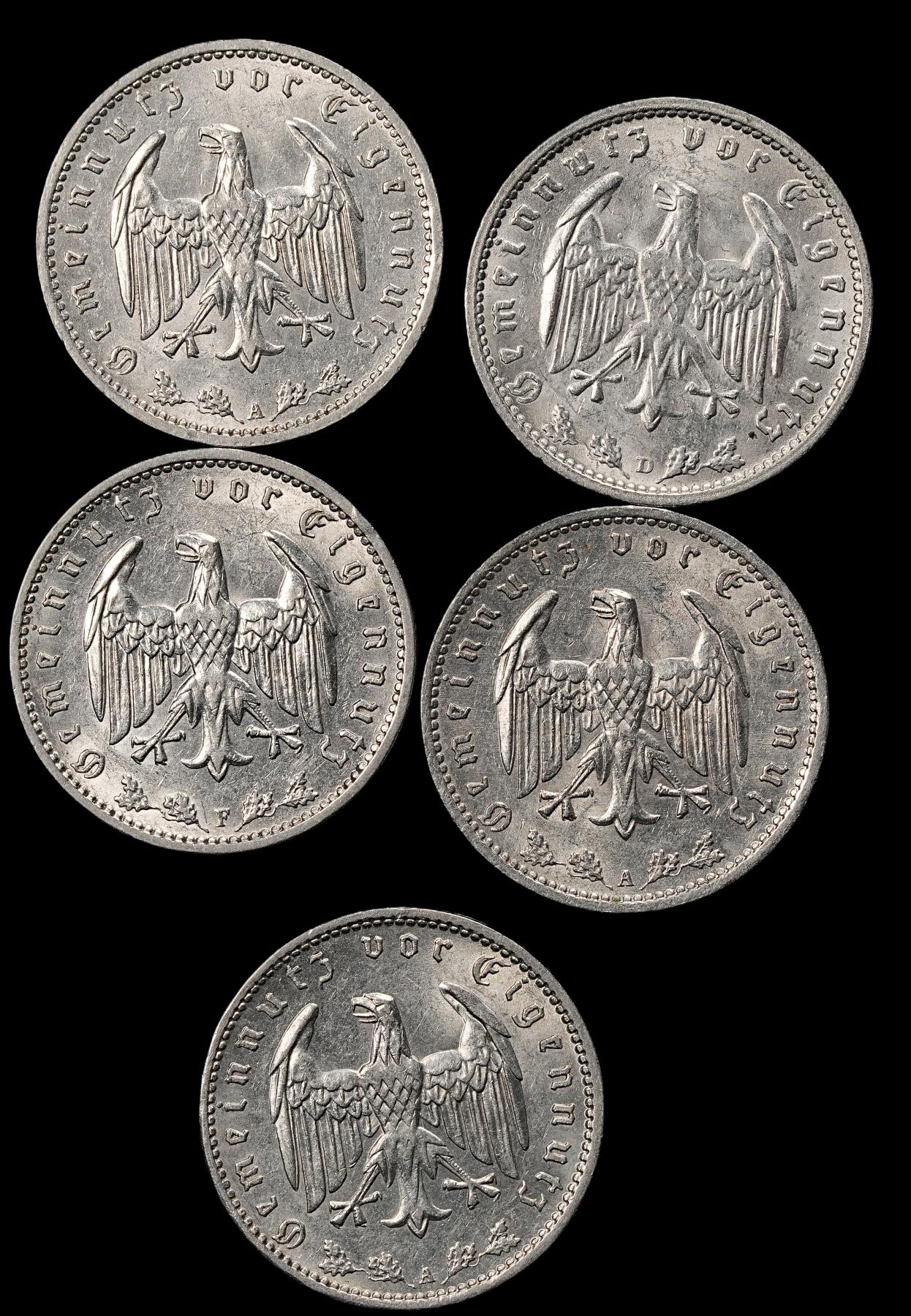 修遠堂世界钱币第九十六期 原光德三1马克5枚