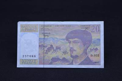 【淘币小摊】限时拍第八百二十一拍  纸币场  满百包邮可预留两周  周一统一发货  -  法国1997年20法郎纸币