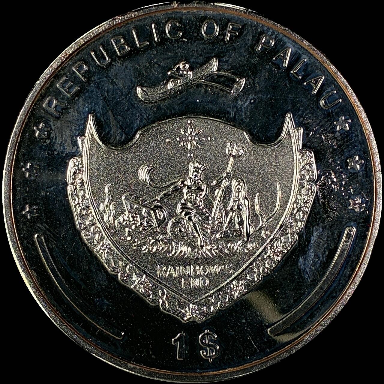 【雨安】【直播拍卖】【世界币章118期-裸币】2025-12-05 周五 19:30 保真 [现代裸币] Palau 帕劳 1元 2008年 保护濒危野生动物