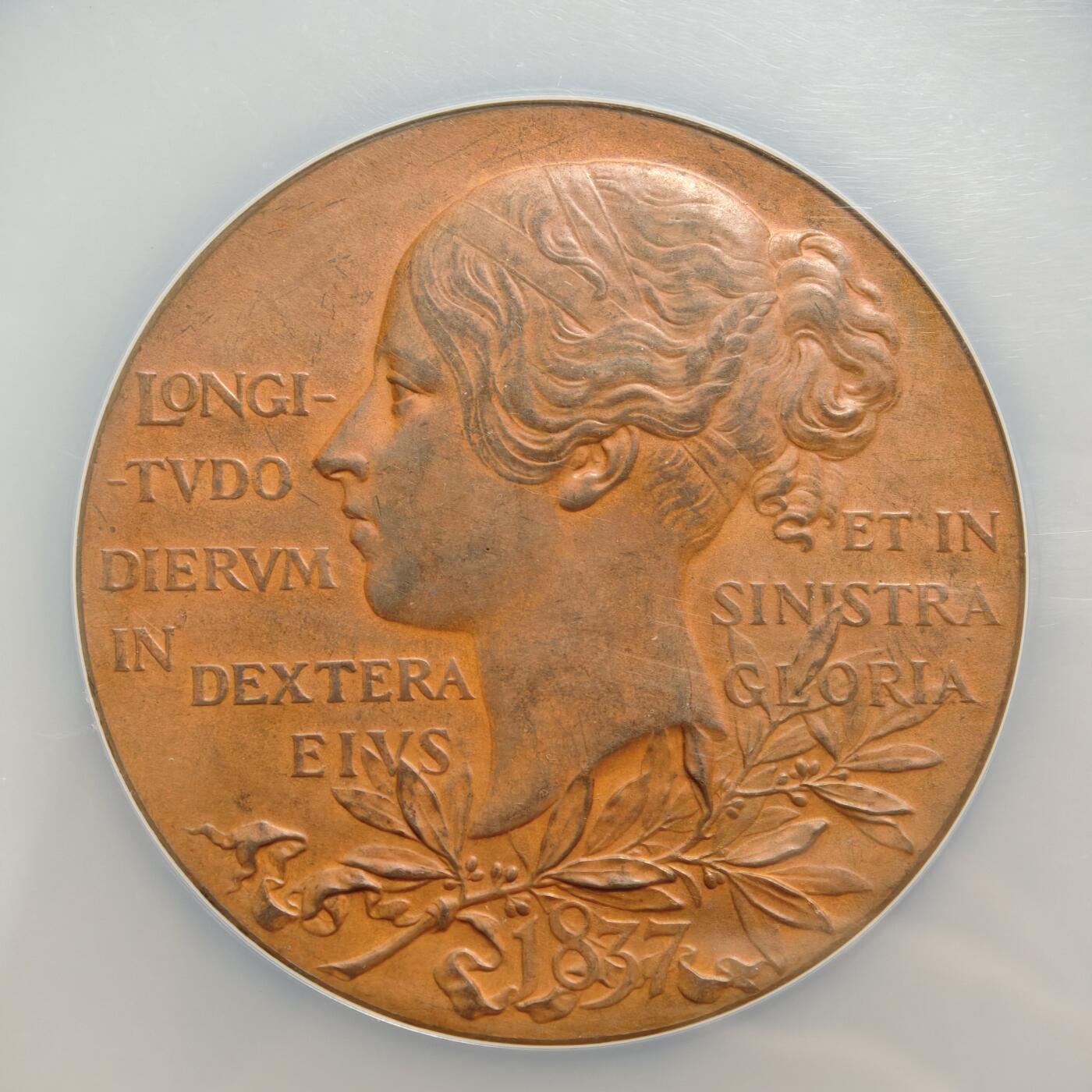 【德藏】世界币章拍卖第156期（拍品征集中~欢迎藏友联系） 1897年 英国维多利亚女王登基60周年55mm纪念大铜章 NGC MS63BN 状态极佳