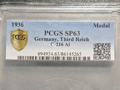 【德藏】世界币章拍卖第156期（拍品征集中~欢迎藏友联系） - 1936年 德国民族社会主义工人党党首胸章铝章 PCGS SP63 浮雕感极强 大盒封装 （原图请查询PCGS评级官网）