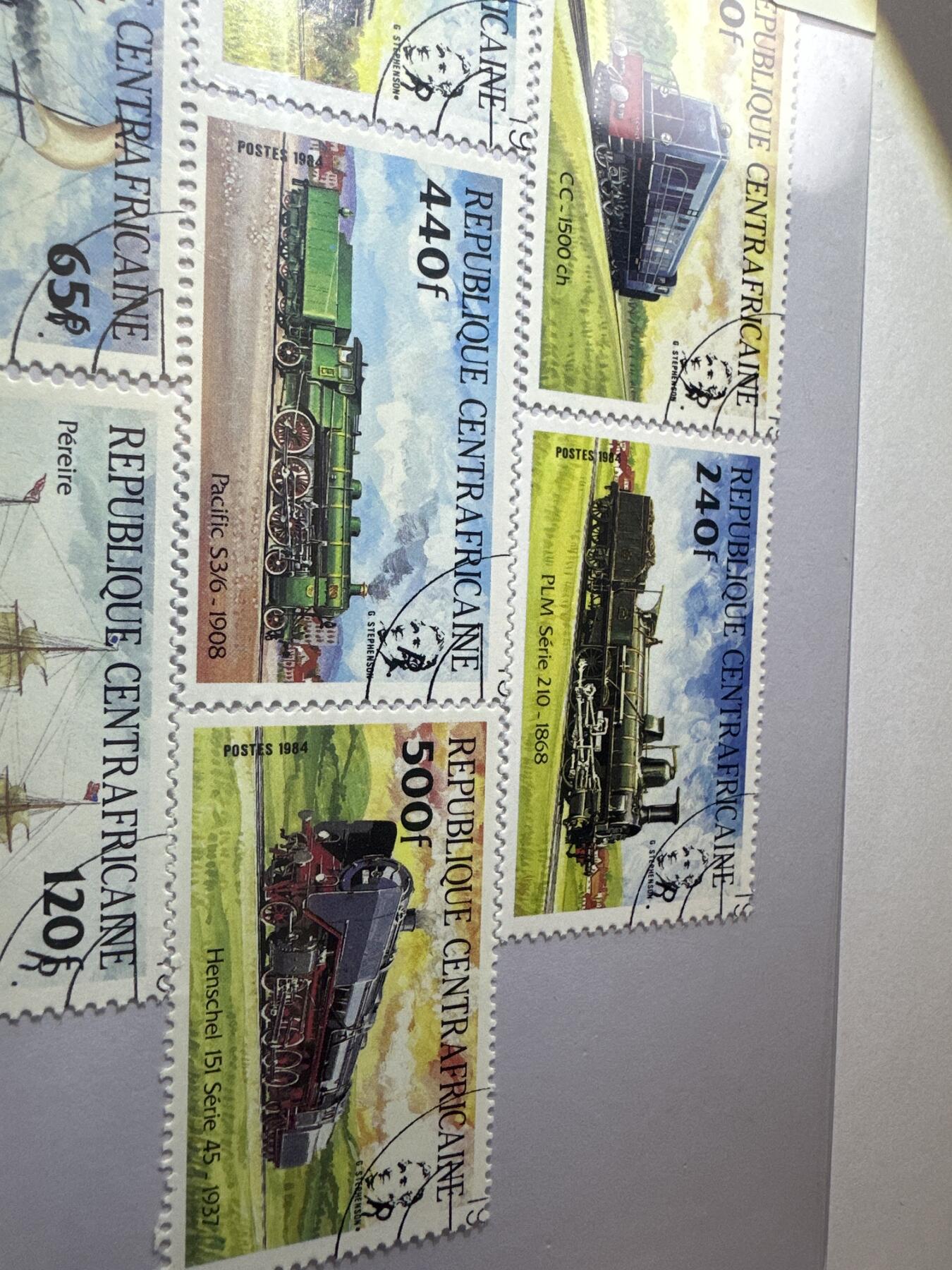 12.6邮票专场 中非1984年火车、轮船发展史10全