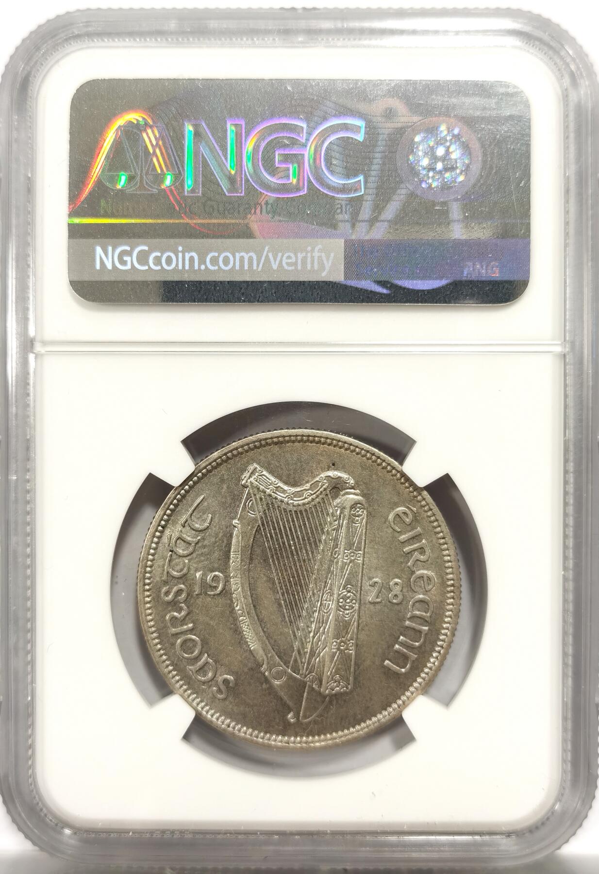 博洋堂世界钱币拍卖第150期（全场包邮） NGC MS63 爱尔兰1928年马半克朗，爱尔兰首年套的主币，麦稀奇已经很久没拍过了，63的好分数，原光带淡彩好品相，爱尔兰玩家必备