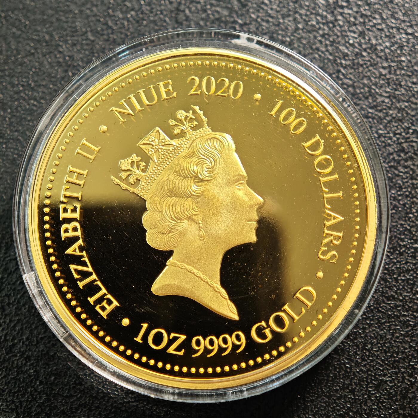 【德藏】世界币章拍卖第156期（拍品征集中~欢迎藏友联系）  2020年 纽埃大堡礁100元镶嵌彩色精制纪念银币(1盎司) 99.99%金 原盒 带证书 品相一流