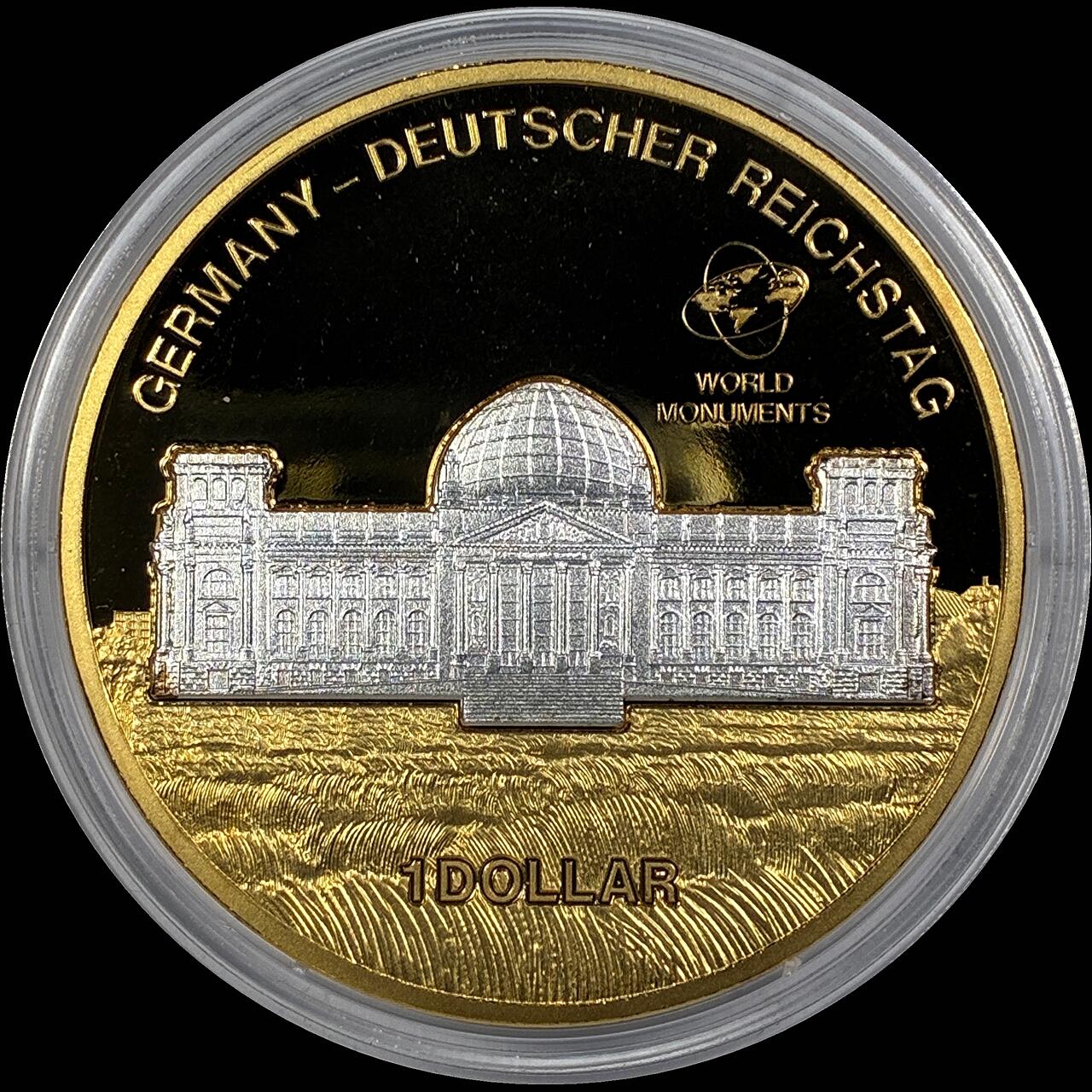 【雨安】【直播拍卖】【世界币章118期-裸币】2025-12-05 周五 19:30 保真 [现代裸币] Cook Island 库克群岛 1元 2010年 德国国会大厦 塑料盒子有破损